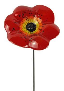 Preview: Zauberhafter Gartenstecker Glasblume rot - ca. 100 cm - Gartendekoration